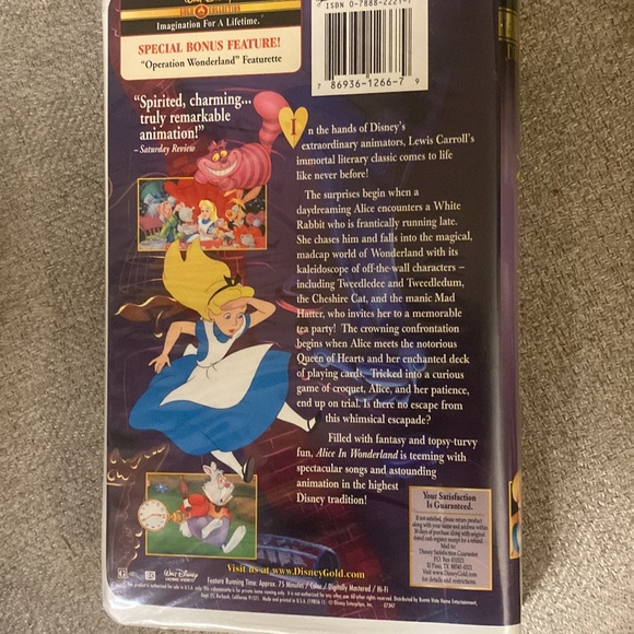 Walt Disney Gold Collection. Alice In Wonderland VHS tape - Picture 2 of 2